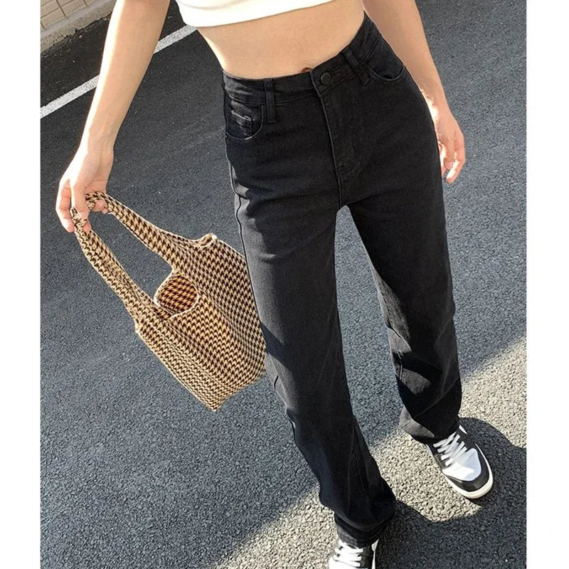 High Waist Straight Denim Jeans