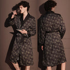 Satin Robe Sleepwear Print Bathrobe