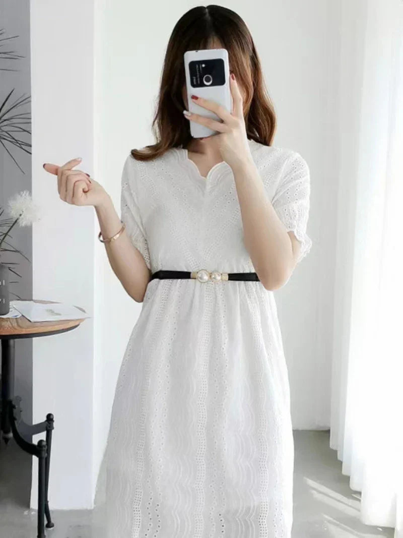 Double pearl buckle belt