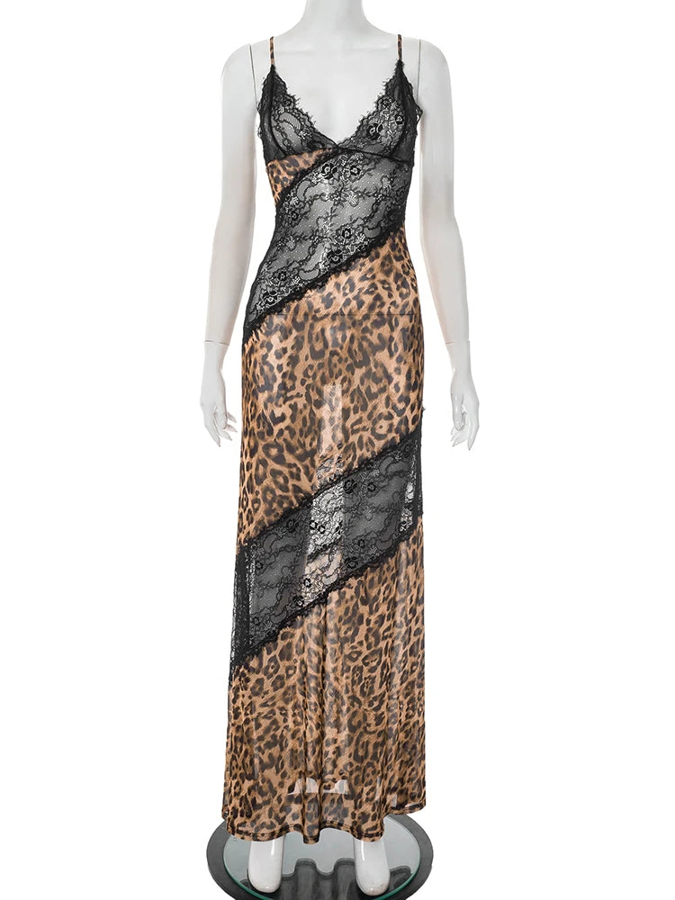 Leopard Print Mermaid Maxi Dress