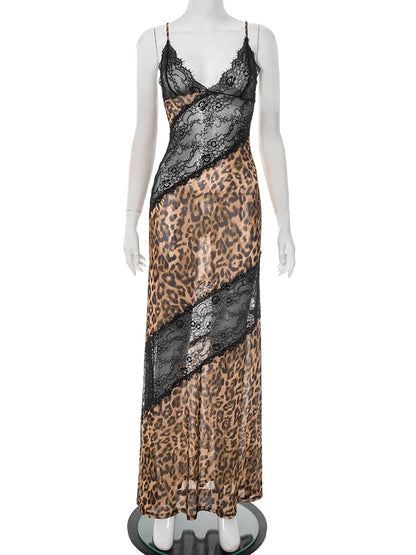 Leopard Print Mermaid Maxi Dress