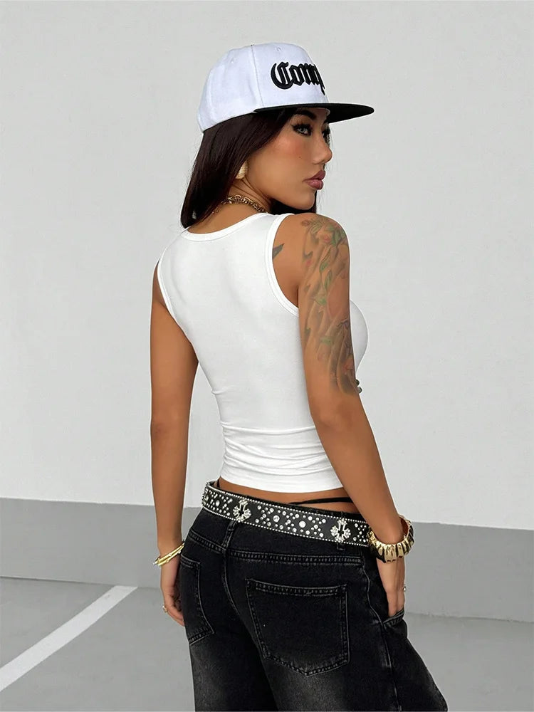Polyester Solid Crop Tank Top