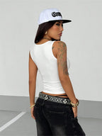 Polyester Solid Crop Tank Top