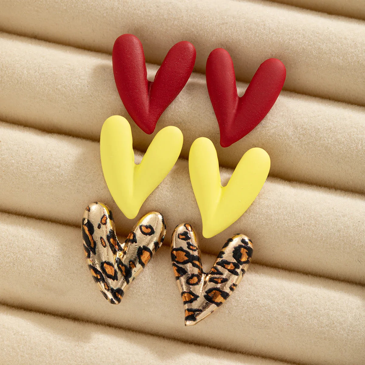 Leopard Heart Earrings Set
