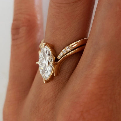 BXINY Marquise Cut Moissanite Ring Set