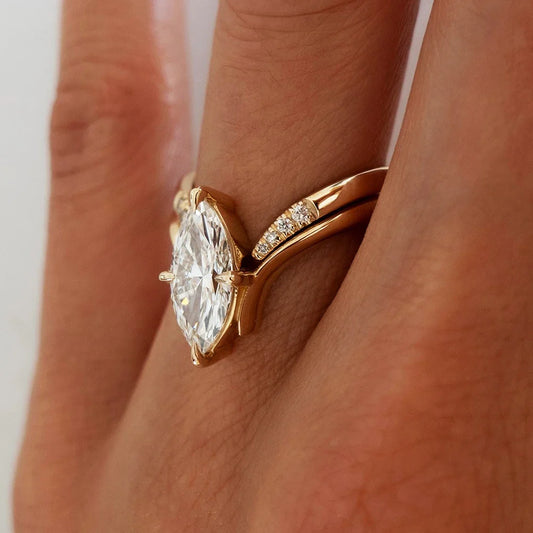 BXINY Marquise Cut Moissanite Ring Set