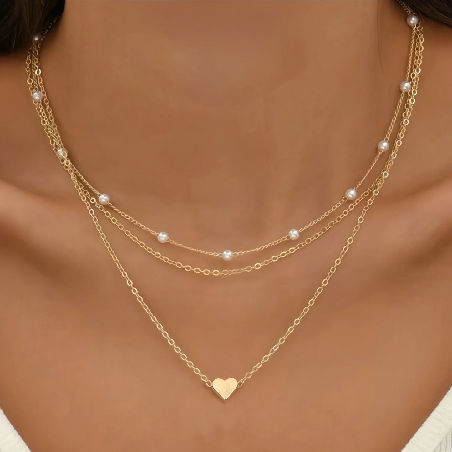 Pearl Heart Choker Necklace