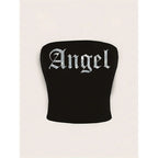 Gothic Script Strapless Bandeau Top