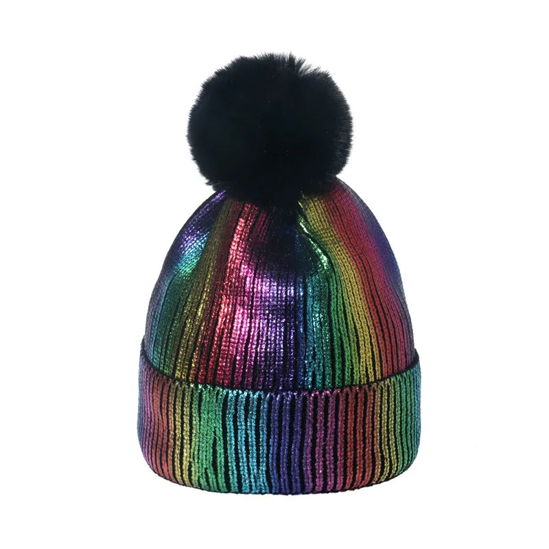 Rainbow Color Knit Beanie