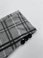 Grey Plaid Slim Business Suit Set