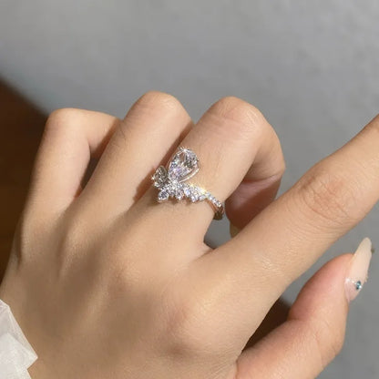 Sterling Silver Water Drop Moissanite Ring