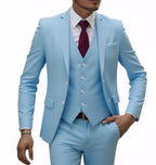 Three-Piece Solid Two-Button Suit Set