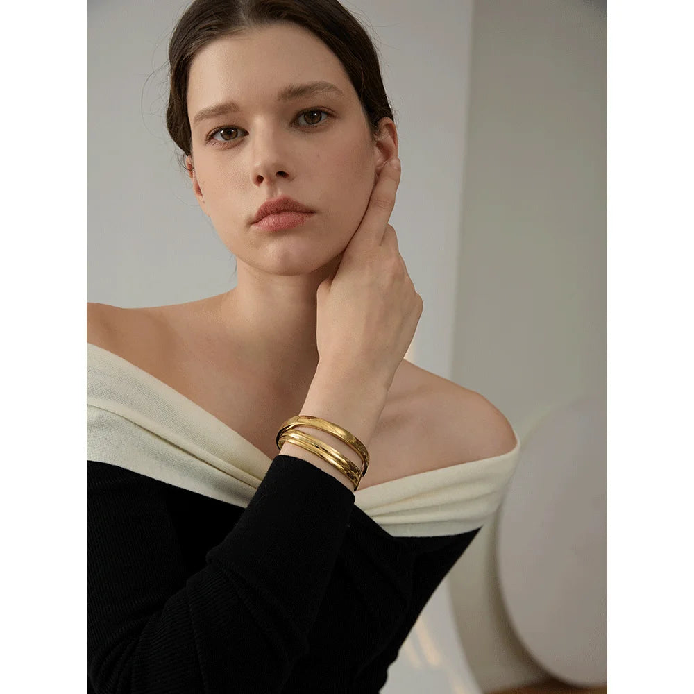 Geometric Gold Bangle Bracelet