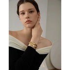Geometric Gold Bangle Bracelet