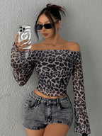 Leopard Off-Shoulder Top