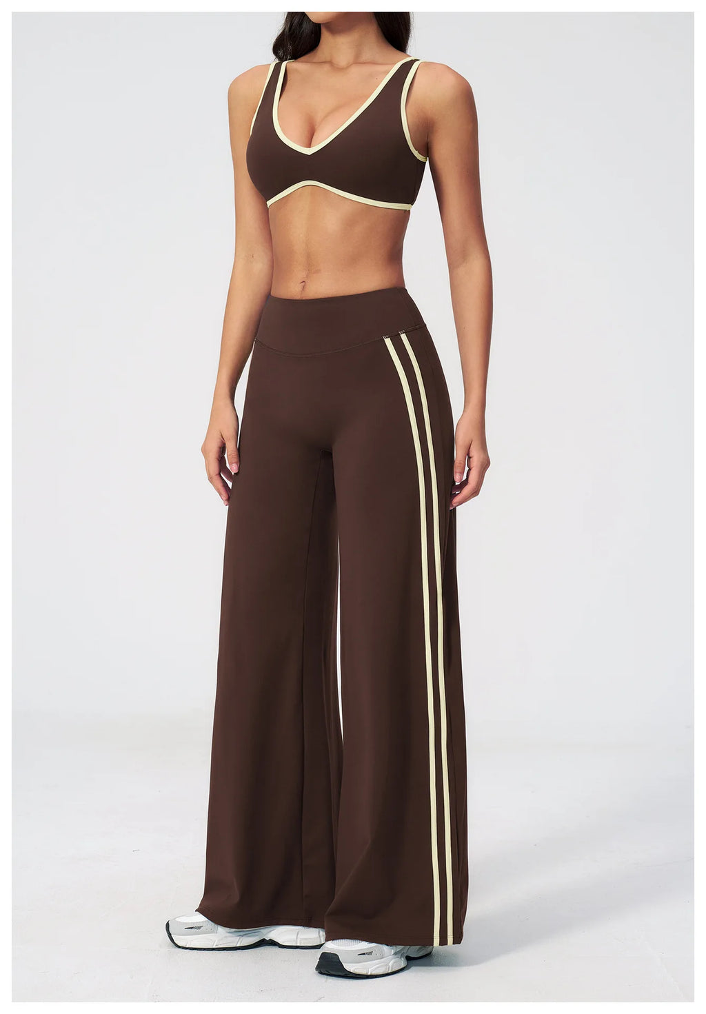 Nylon Striped Sleeveless True-To-Size Fit Two-Piece Yoga Set
