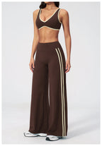 Nylon Striped Sleeveless True-To-Size Fit Two-Piece Yoga Set