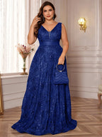 Deep V-Back Sequin Gown