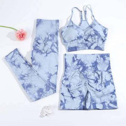 CHRLEISURE 2/3PCS Tie Dye Yoga Set