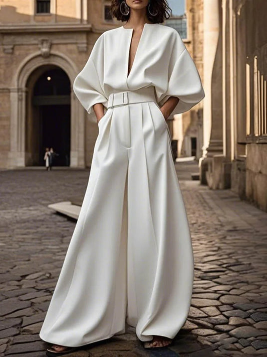 White Wide Jumpsuit