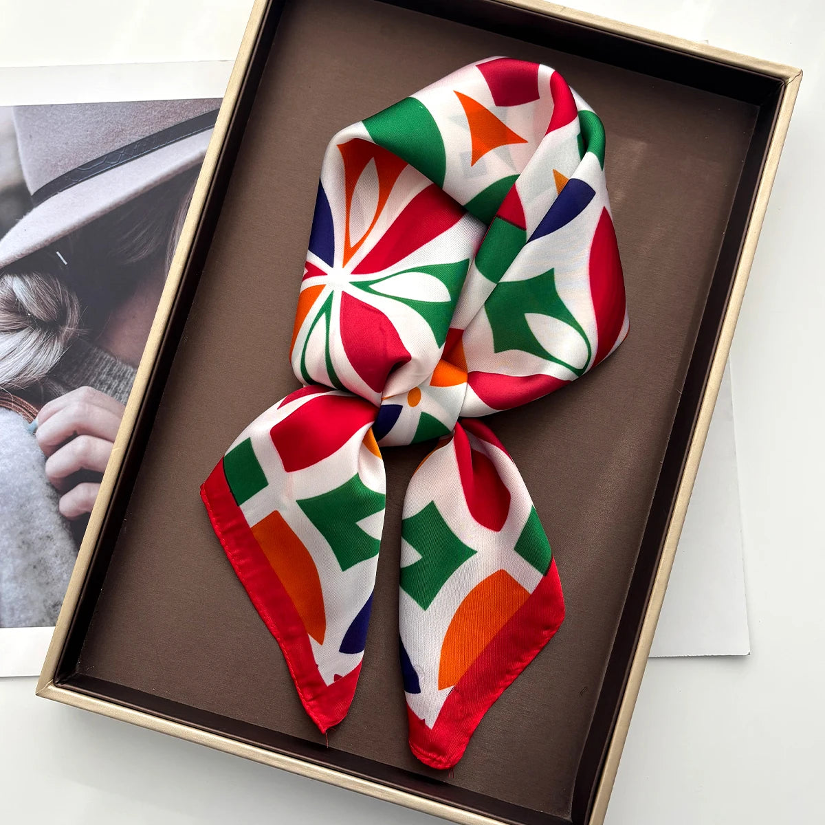 Print Silk Square Neckerchief