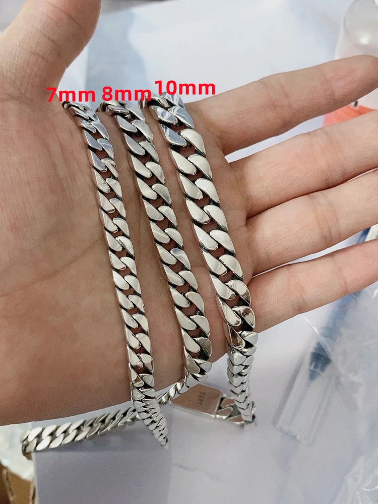 S925 Punk Silver Necklace & Bracelet Set