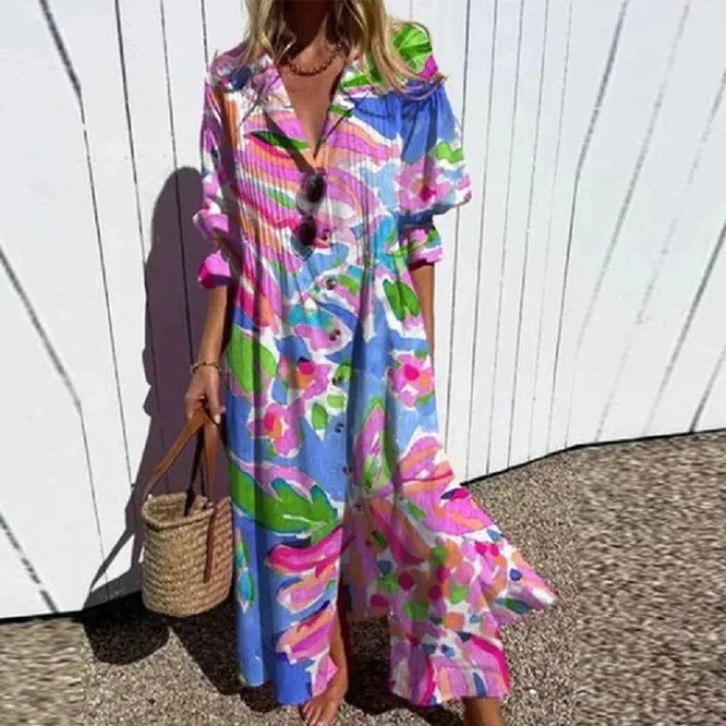 Retro Bohemian Shirt Dress