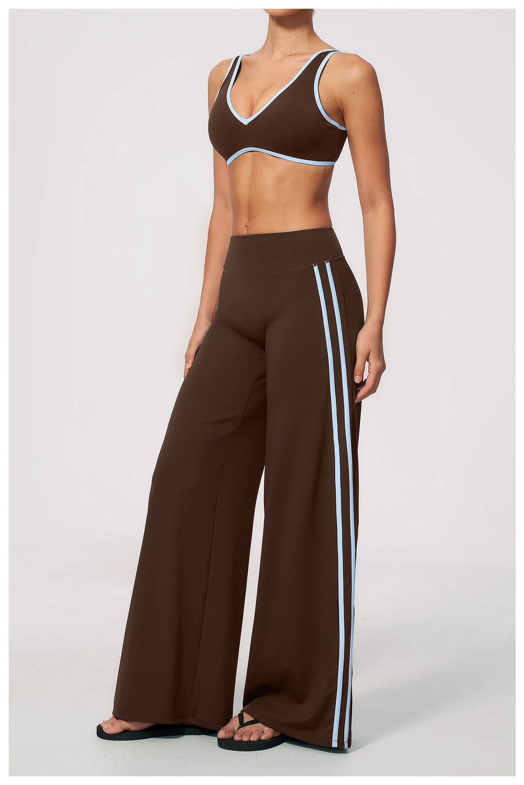 Nylon Striped Sleeveless True-To-Size Fit Two-Piece Yoga Set