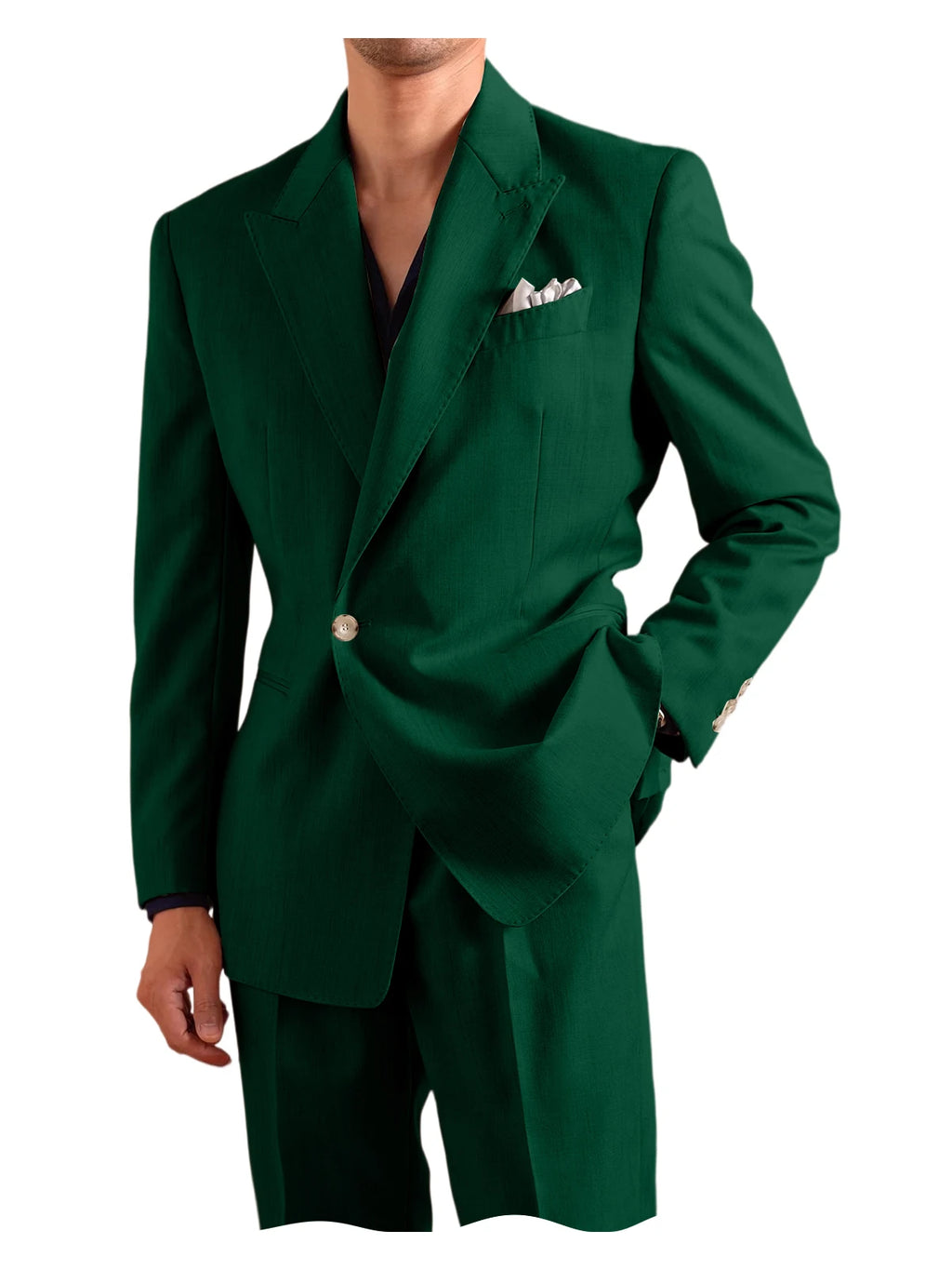 Linen Peak-Lapel One-Button Suit Set