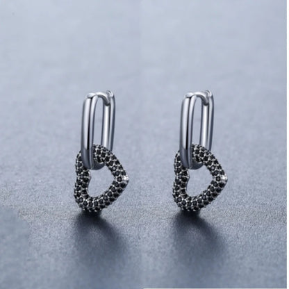 Black Spinel Hoop Earrings