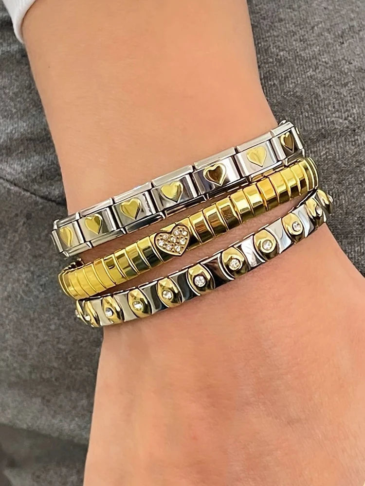 Vintage Heart Star Bangle Bracelet