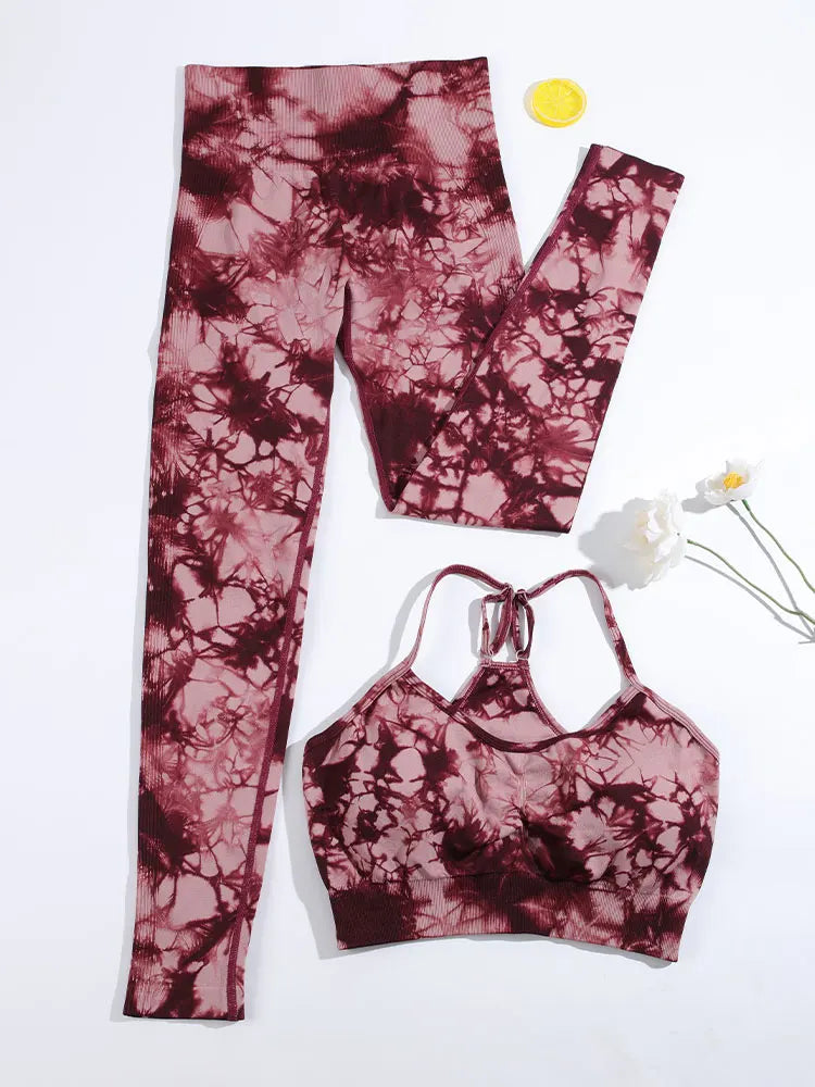 CHRLEISURE 2/3PCS Tie Dye Yoga Set