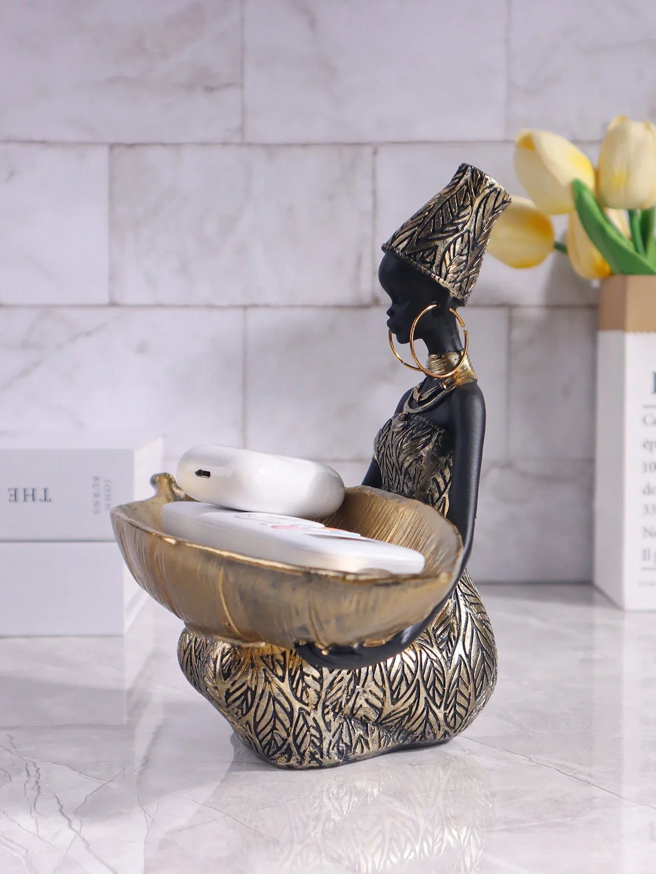 African Girl Plate Sculpture