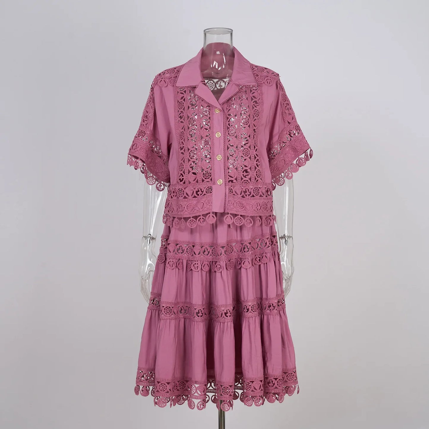 Embroidered Summer Skirt Suit