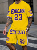 Letter Print Basketball Shorts Set