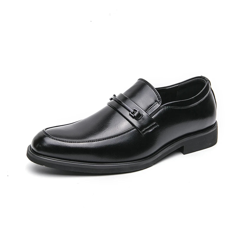 Round-Toe Formal Leather Loafers
