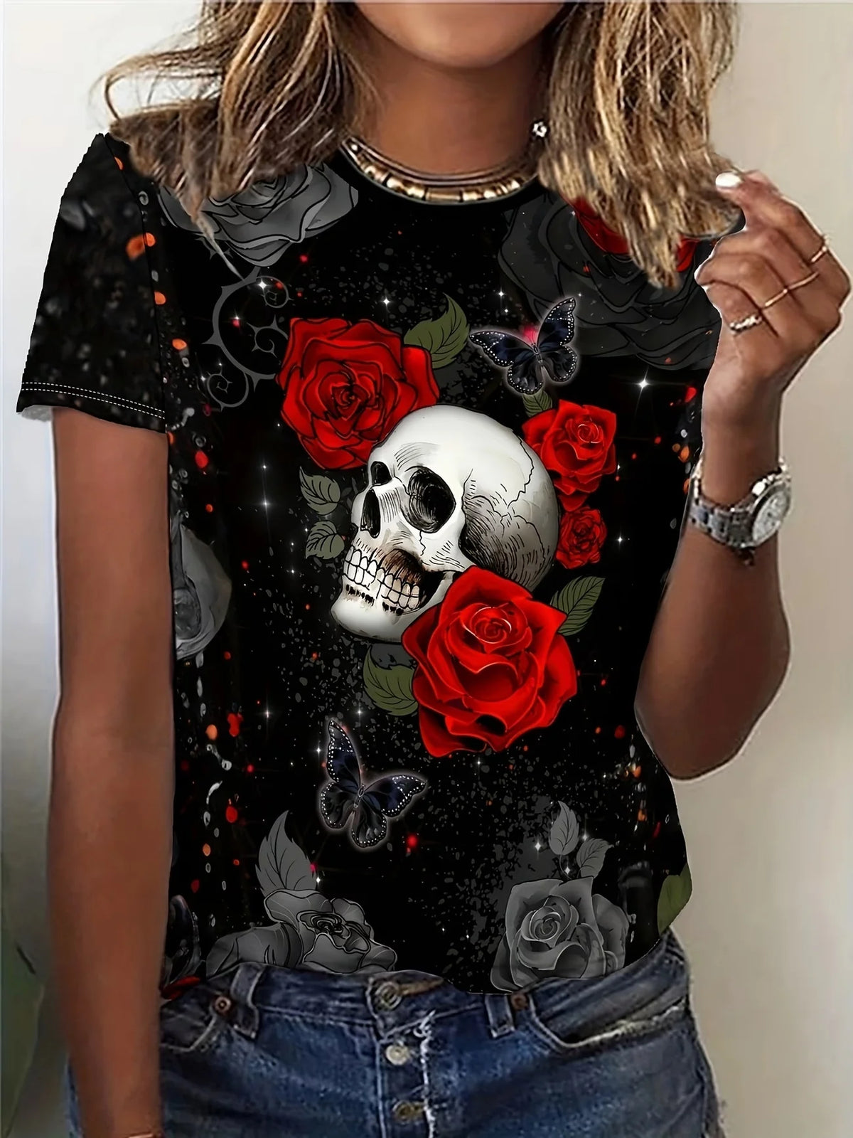 Skull Rose Graphic T-Shirt