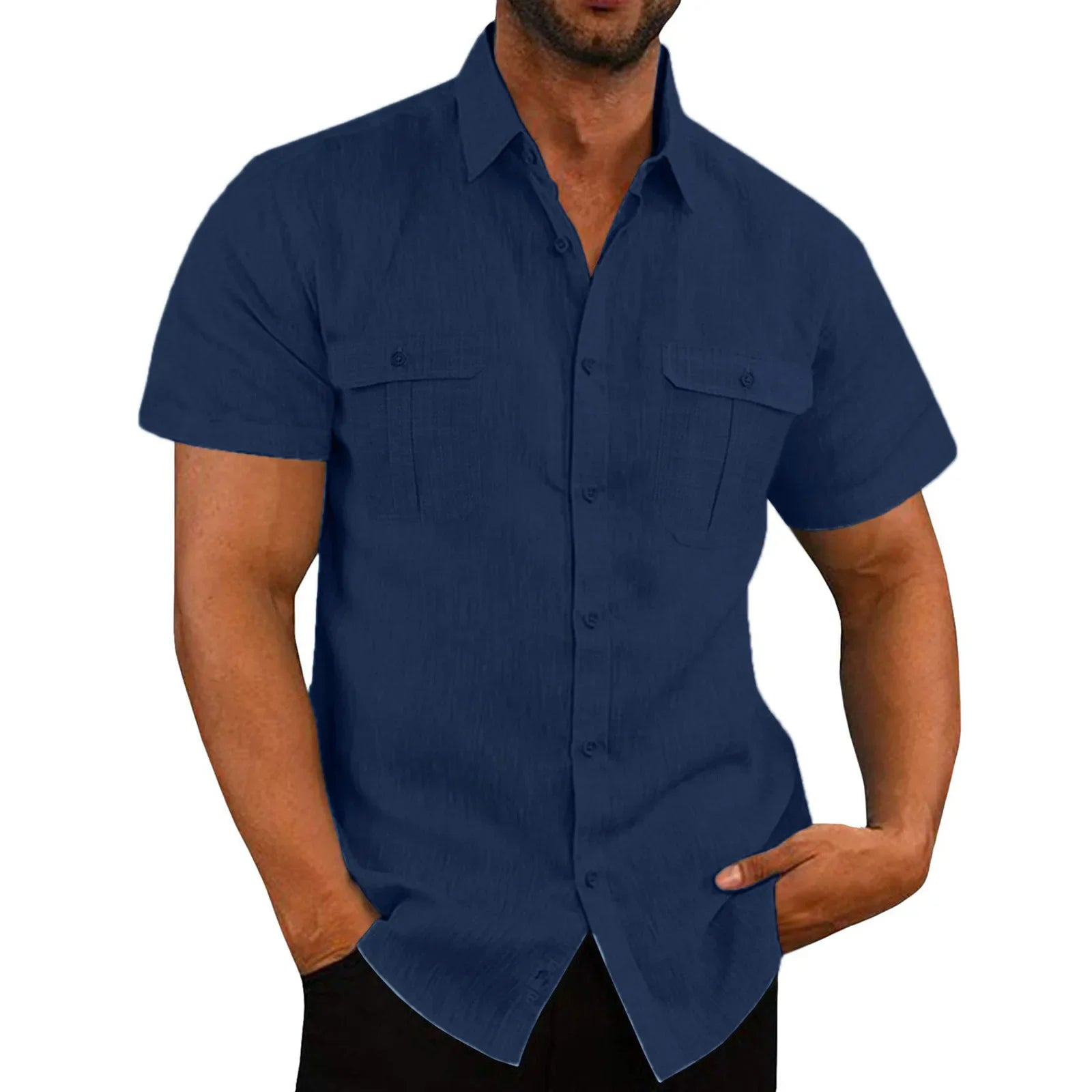 Solid Linen Casual Shirt