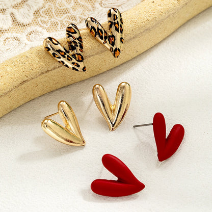 Leopard Heart Earrings Set