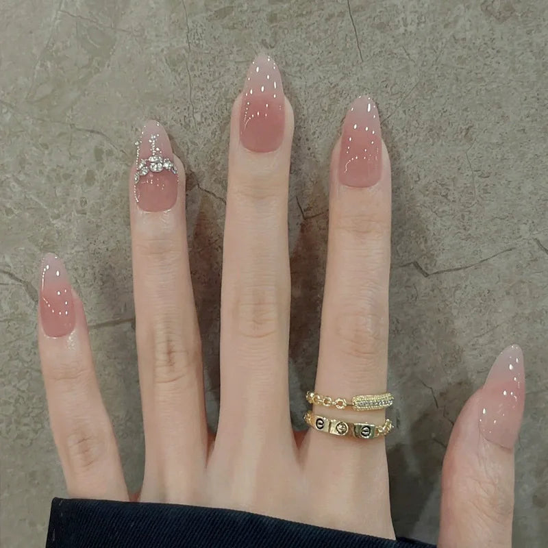 French Tip Fake Nails Almond