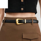 Burgundy Leather Belt with Gold Buckle