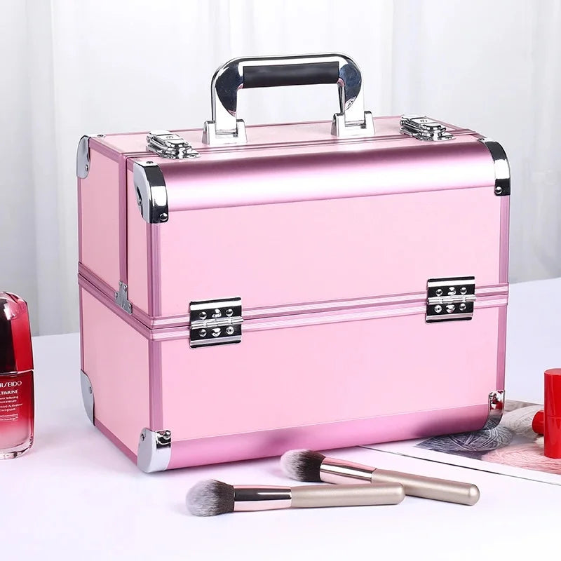 Portable Aluminum Alloy Makeup Train Case with Handle