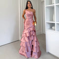 Tiered Satin Mermaid Gown