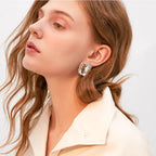 Crystal Square Clip Earrings