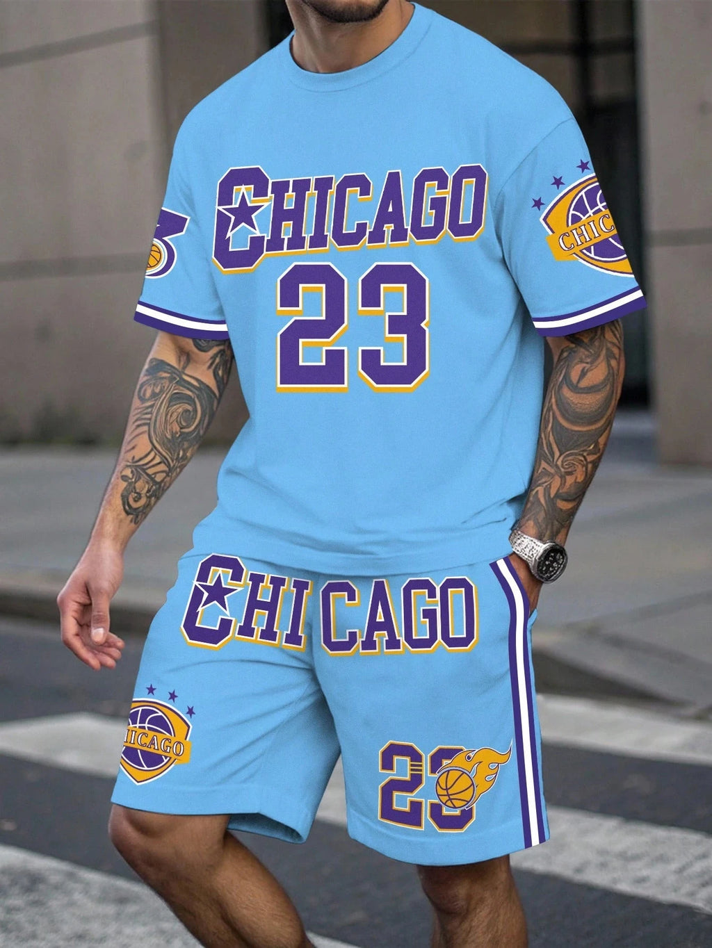 Letter Print Basketball Shorts Set