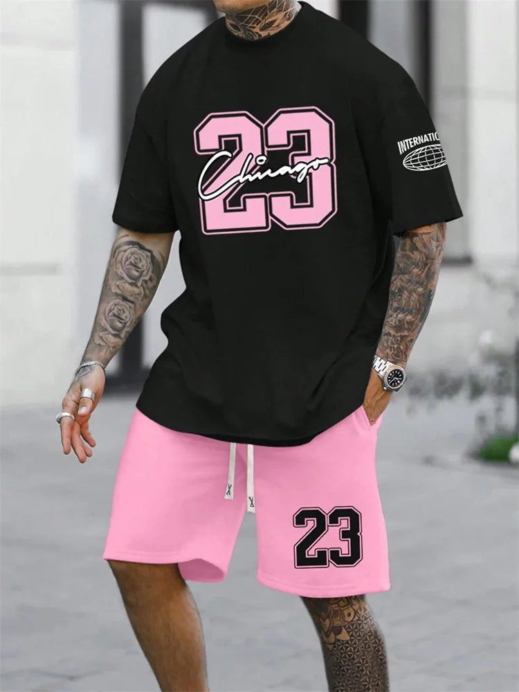 Digital Print Crewneck Tracksuit Set