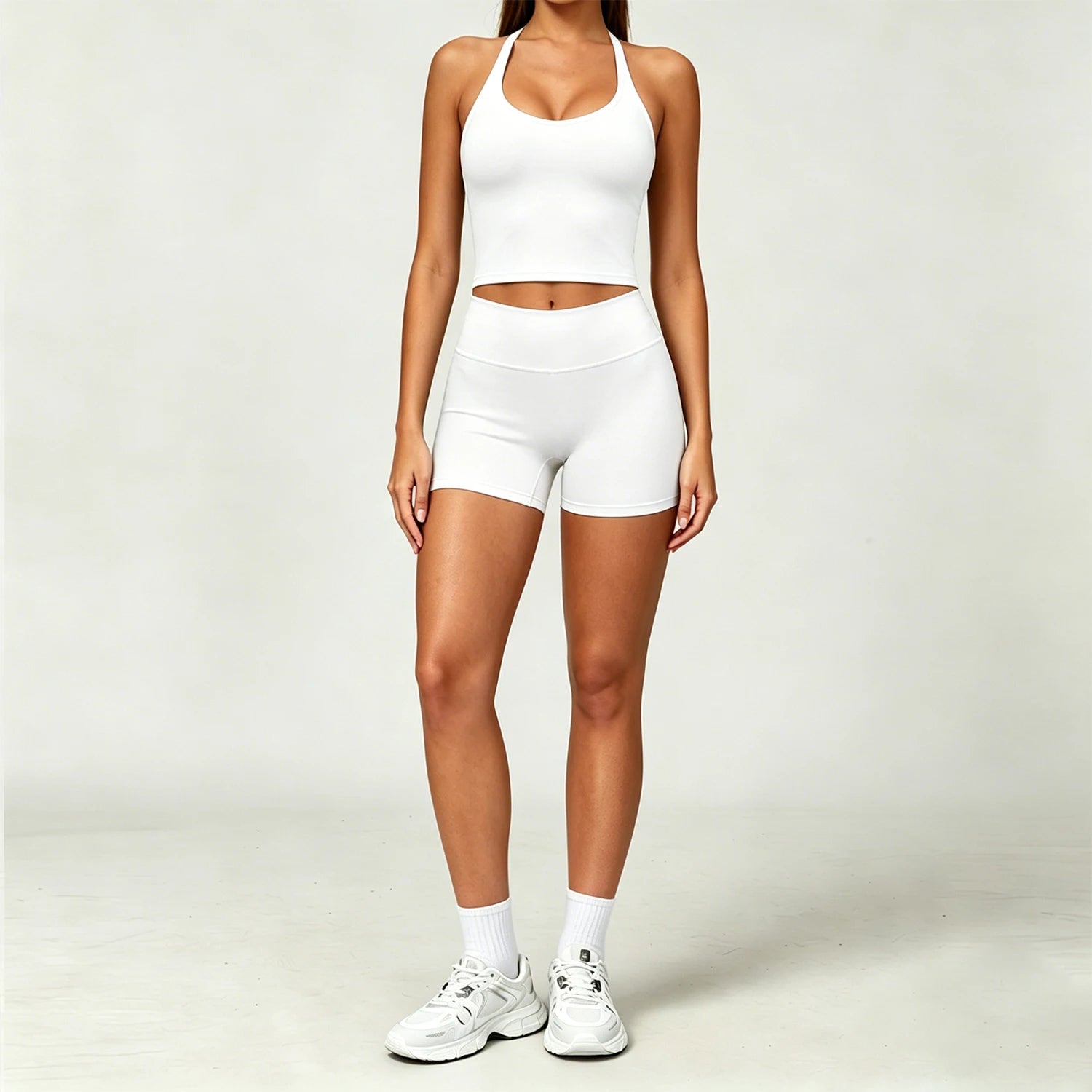 Nylon Solid True-To-Size Fit Two-Piece Yoga Set