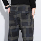 Plaid Check Thick Slim Trousers