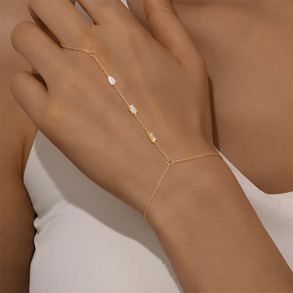 Zircon Silver Charm Bracelet