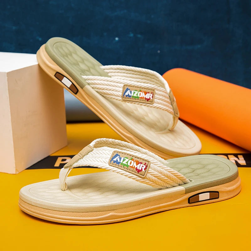 Patchwork Fabric Beach Flip-Flops